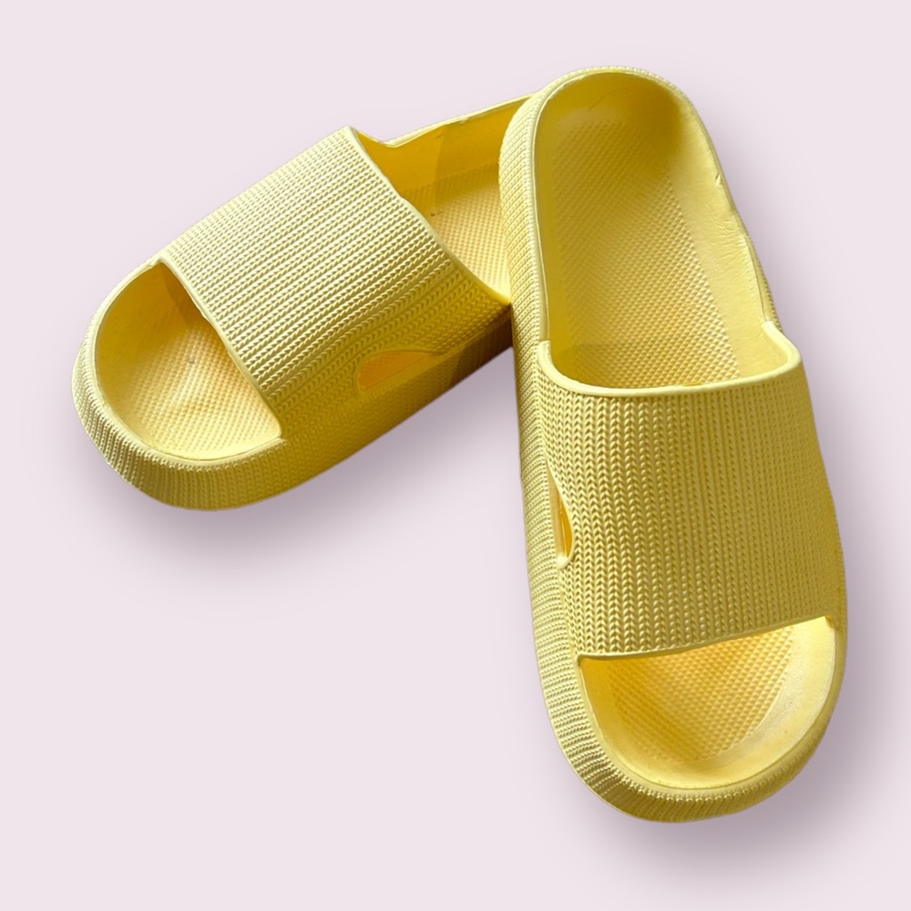 Trendy Yellow Cloud Slides Sandals